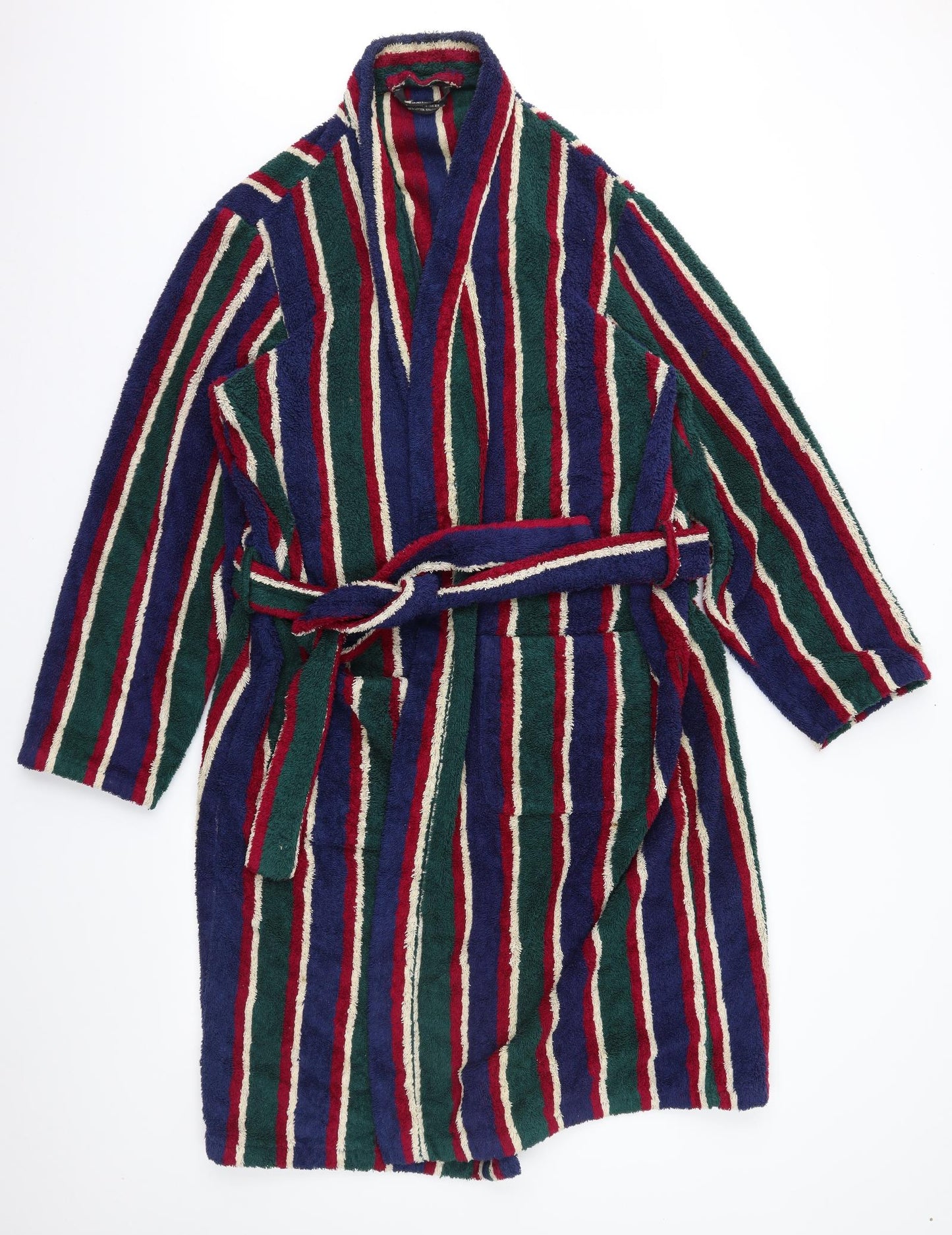 St Michael Mens Multicoloured Striped Terry  Robe Size M