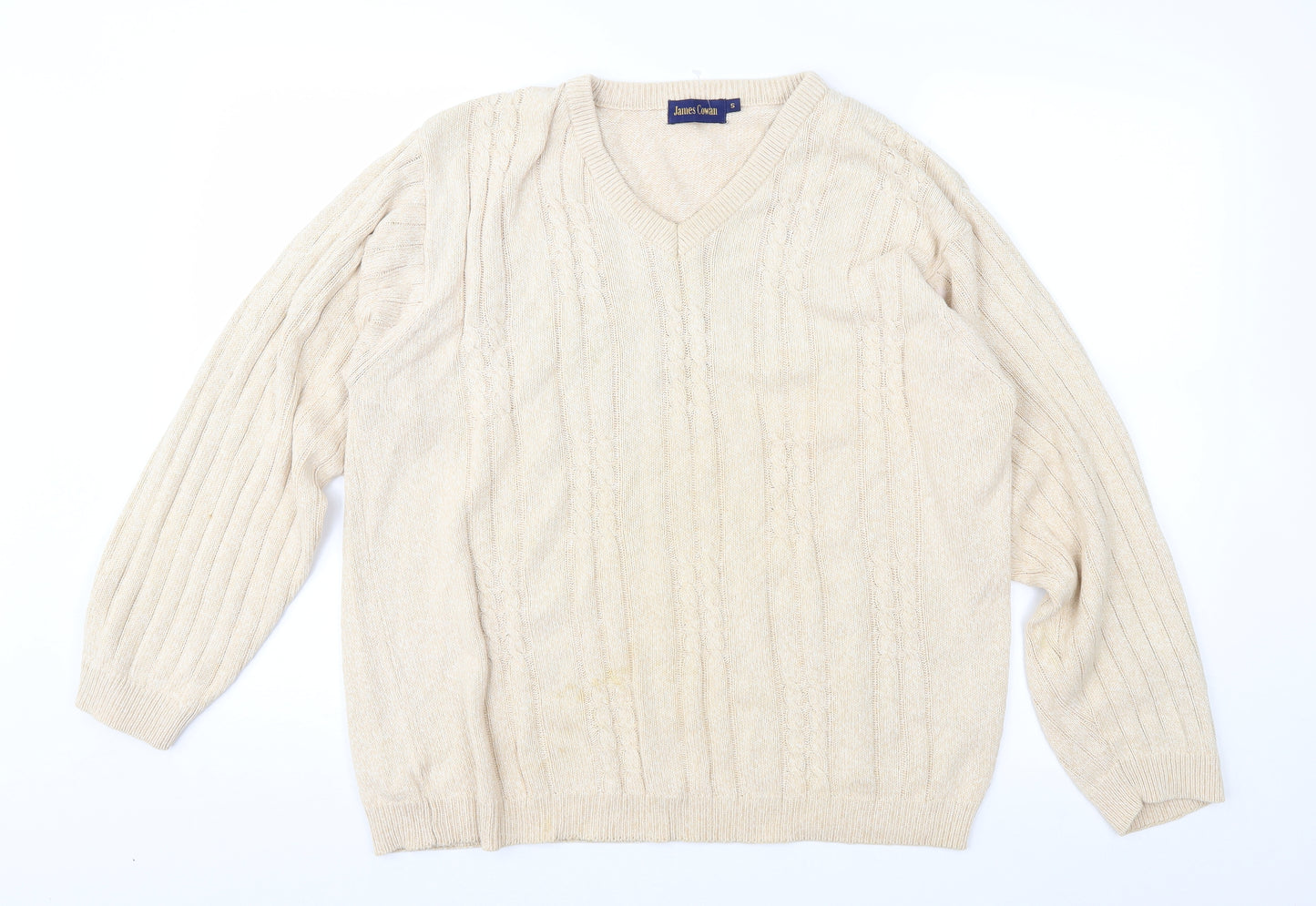 James Cowan Mens Beige   Pullover Jumper Size S