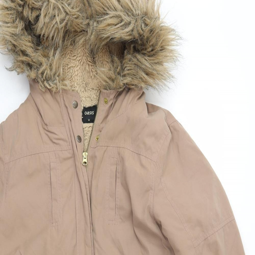 Oasis Womens Beige   Parka Coat Size M