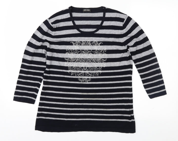 Gerry Weber Womens Blue Striped  Pullover Jumper Size 14