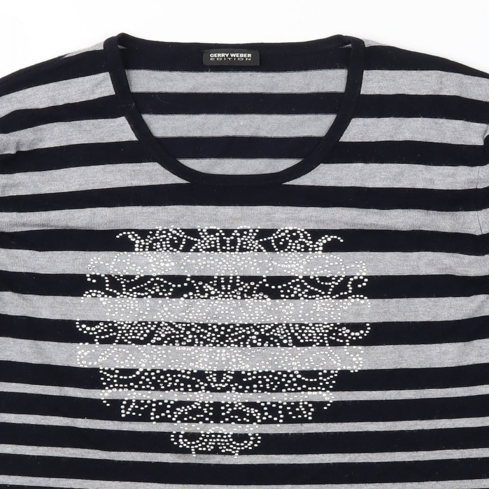 Gerry Weber Womens Blue Striped  Pullover Jumper Size 14