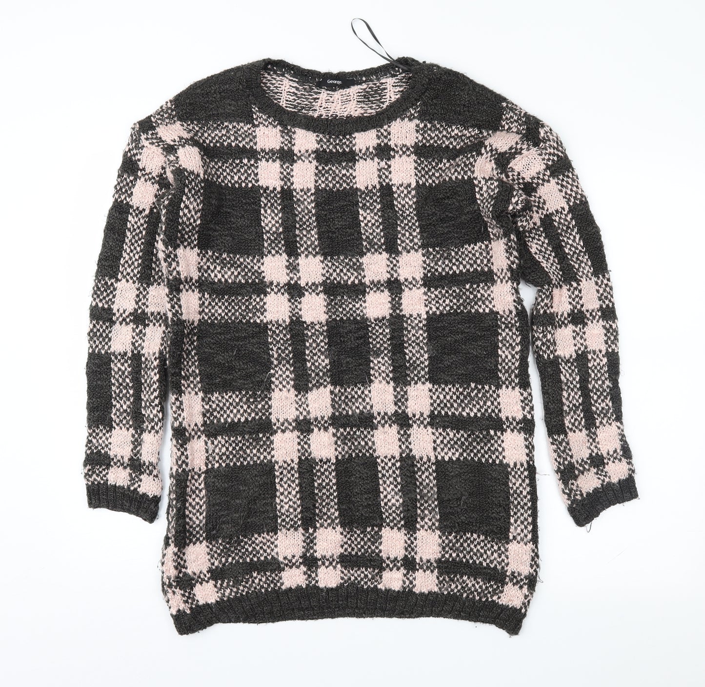 George Womens Brown Check  Tunic Jumper Size 12