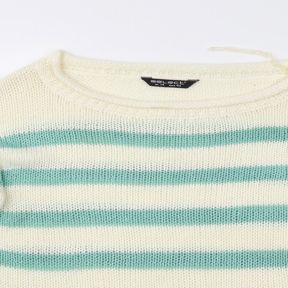 Select Womens Ivory Striped  Pullover Jumper Size 14
