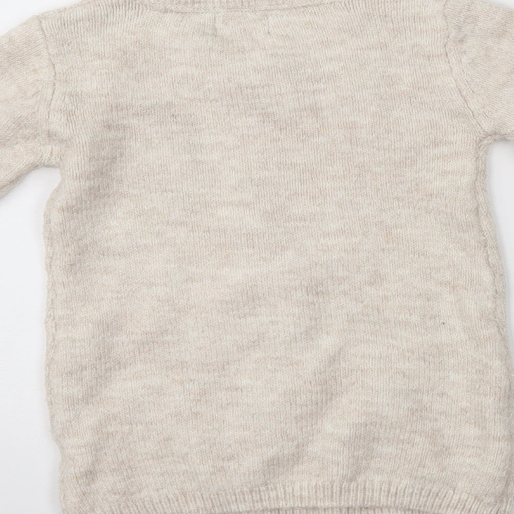 Primark Girls Beige Fair Isle Knit Jumper Dress  Size 9-12 Months  - Xmas