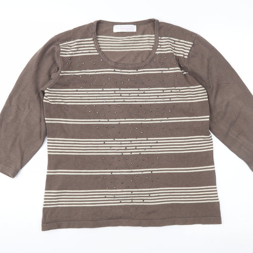 FABRIZIO GIANNI Womens Brown Striped  Pullover Jumper Size M
