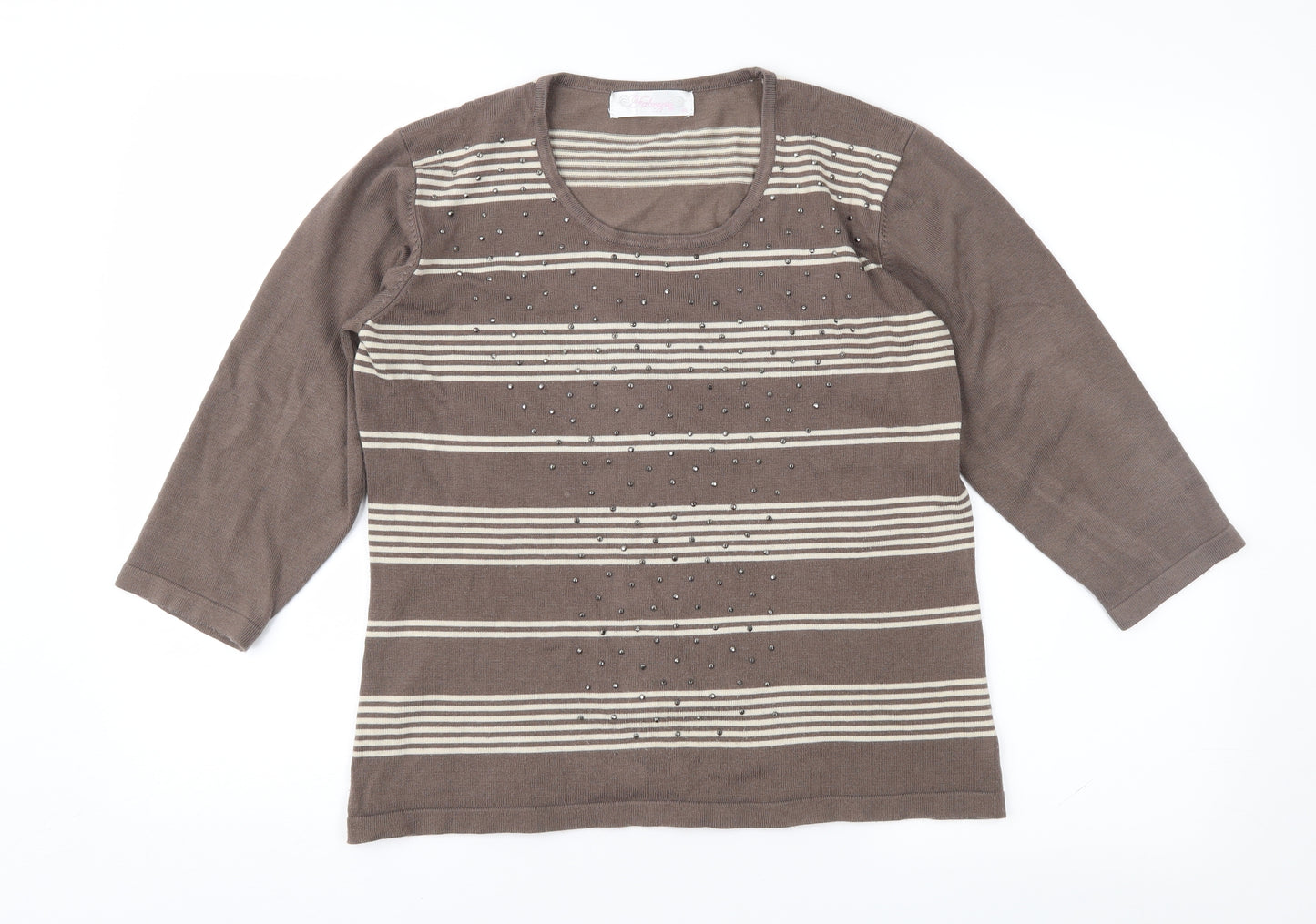 FABRIZIO GIANNI Womens Brown Striped  Pullover Jumper Size M
