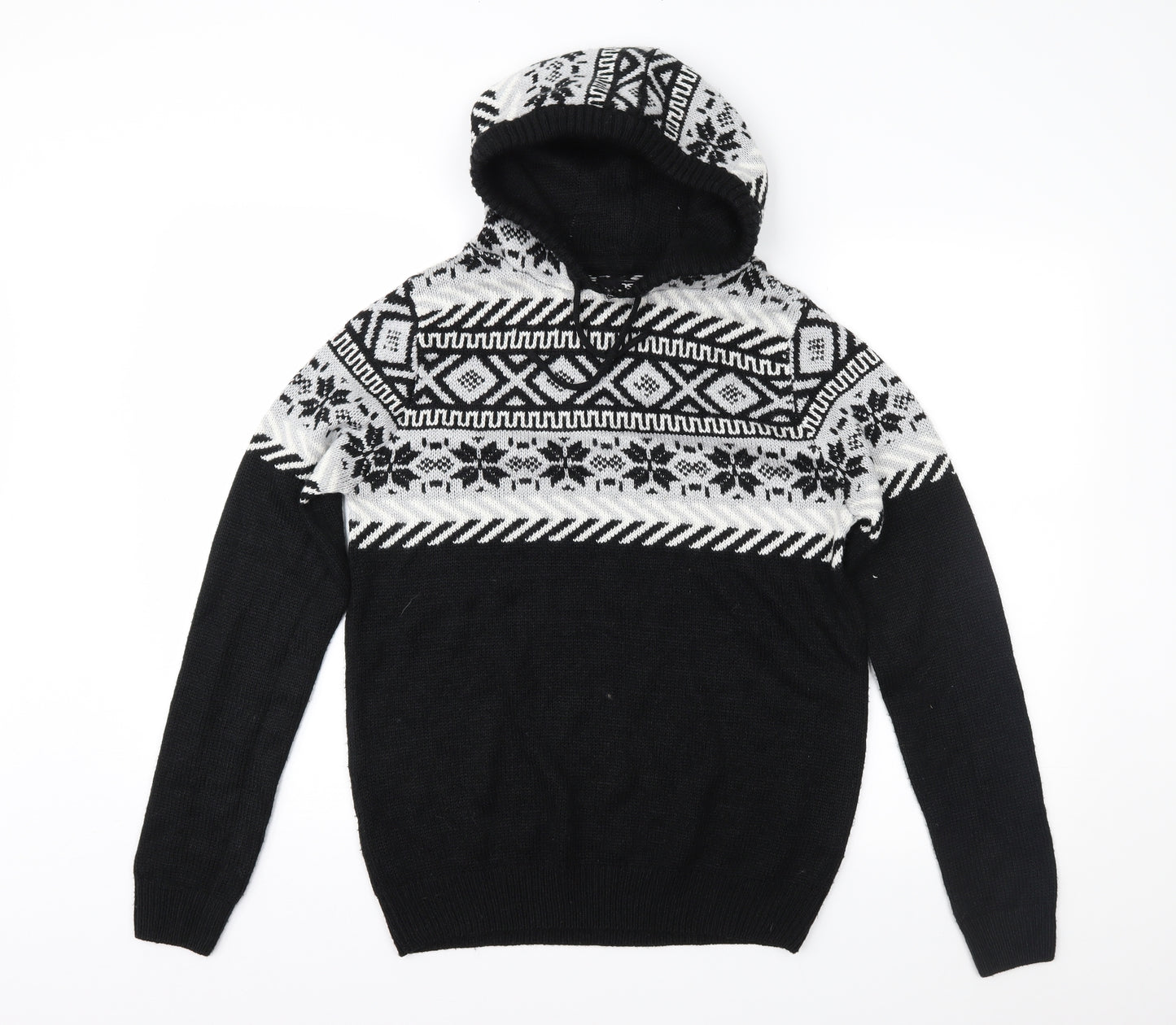 Twisted Soul Womens Black Fair Isle  Pullover Jumper Size S