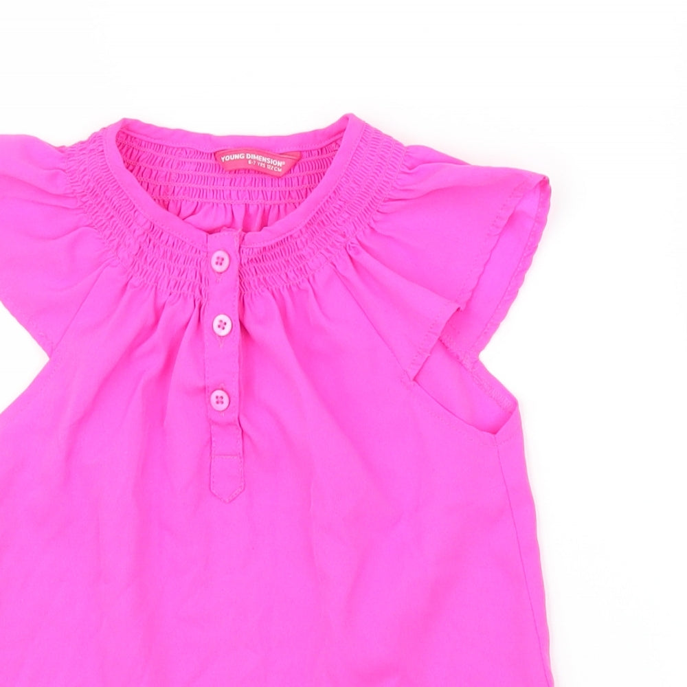 Young Dimension Girls Pink   Basic Blouse Size 6-7 Years