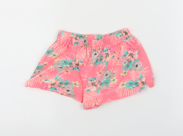 Primark Girls Pink Floral Cut-Off Shorts Size 3-4 Years - Tropical