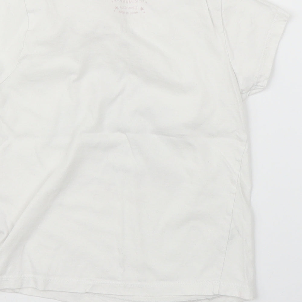 Primark Girls White   Basic T-Shirt Size 6-7 Years  - Rabbit