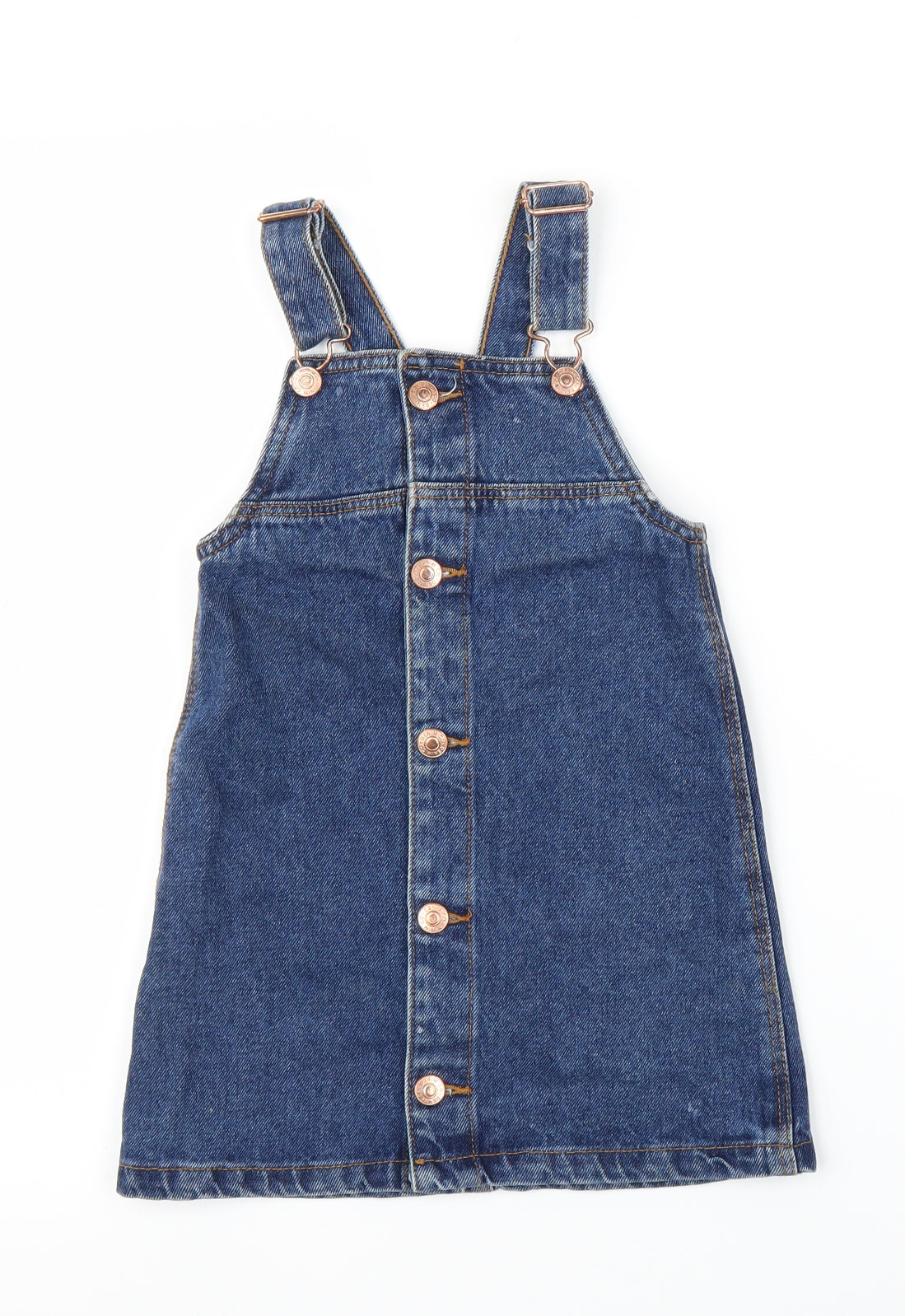 Primark Girls Blue  Denim Pinafore/Dungaree Dress  Size 4-5 Years