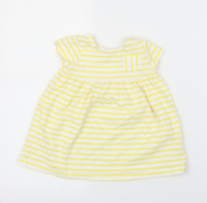 F&F Girls Yellow Striped  A-Line  Size 12-18 Months