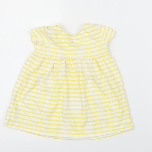 F&F Girls Yellow Striped  A-Line  Size 12-18 Months