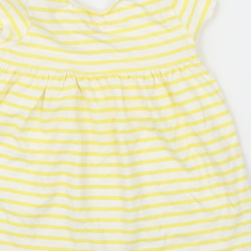 F&F Girls Yellow Striped  A-Line  Size 12-18 Months