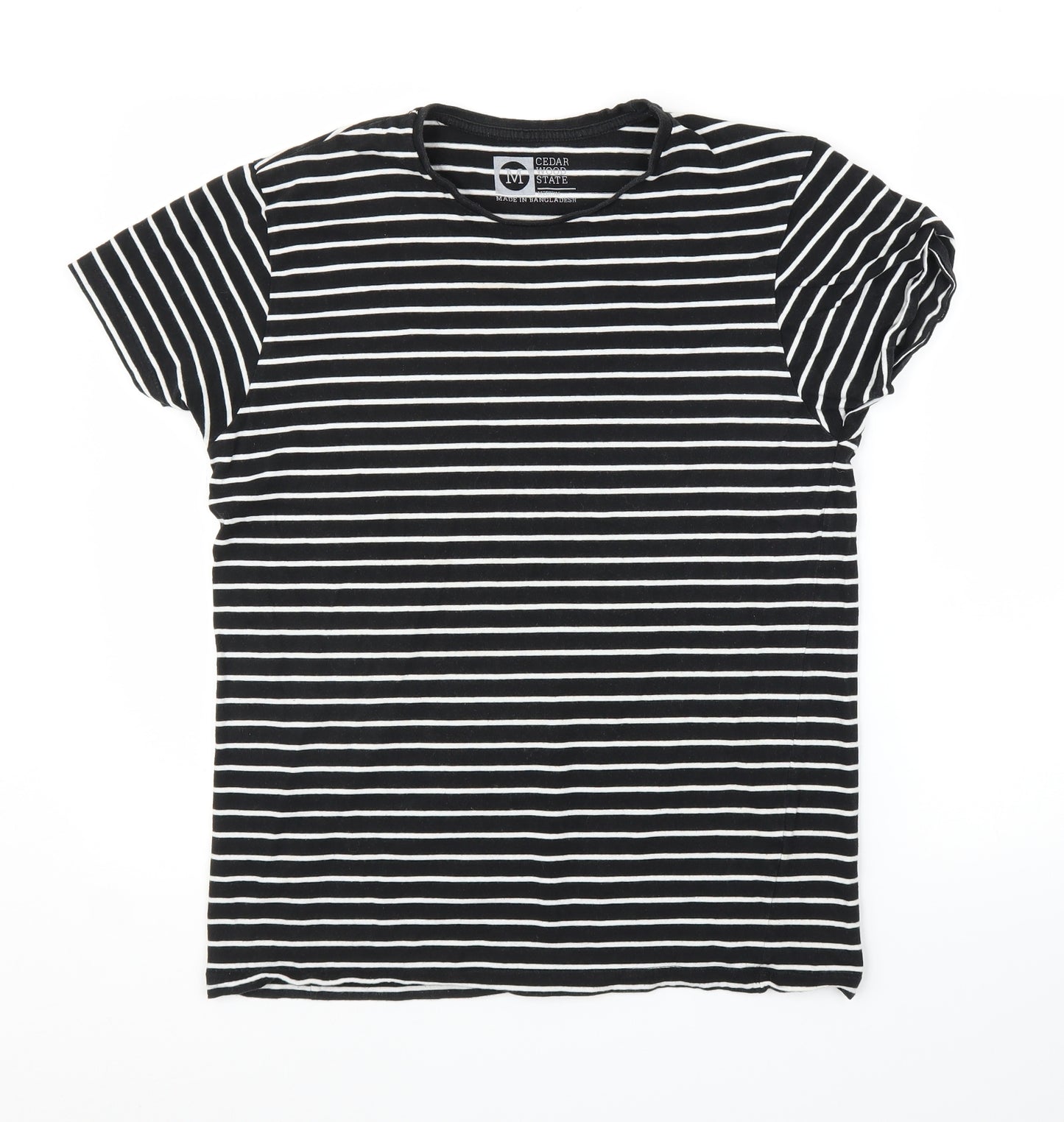 Primark Mens Black Striped   T-Shirt Size M