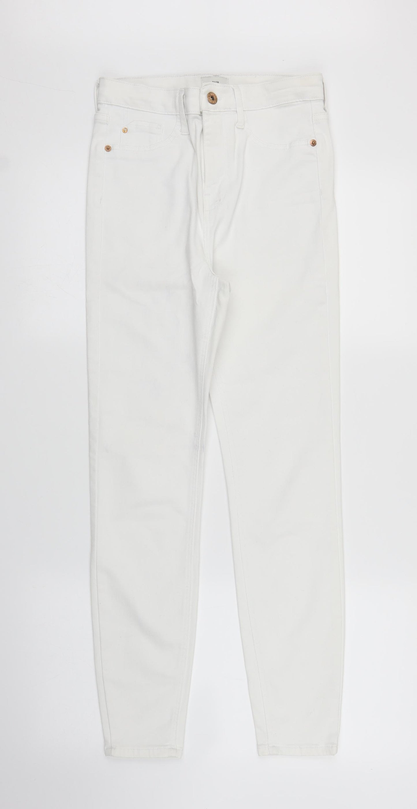 River Island Womens White  Denim Snow Pants Trousers Size 10 L26 in