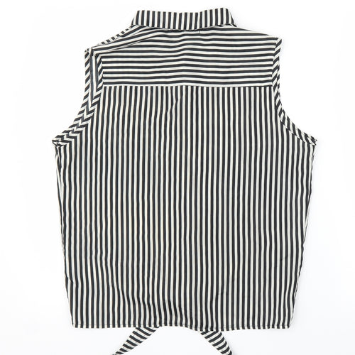 Cameo Rose Womens Black Striped  Basic Button-Up Size 14