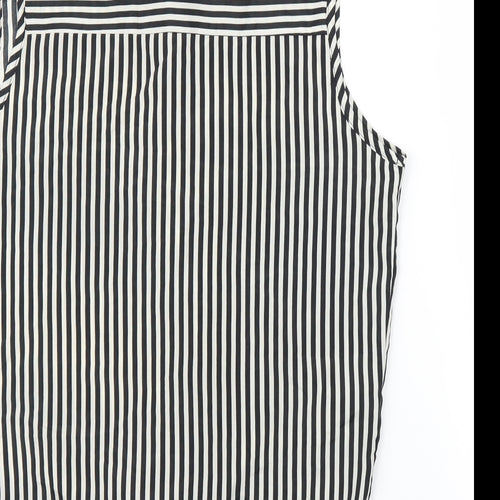 Cameo Rose Womens Black Striped  Basic Button-Up Size 14