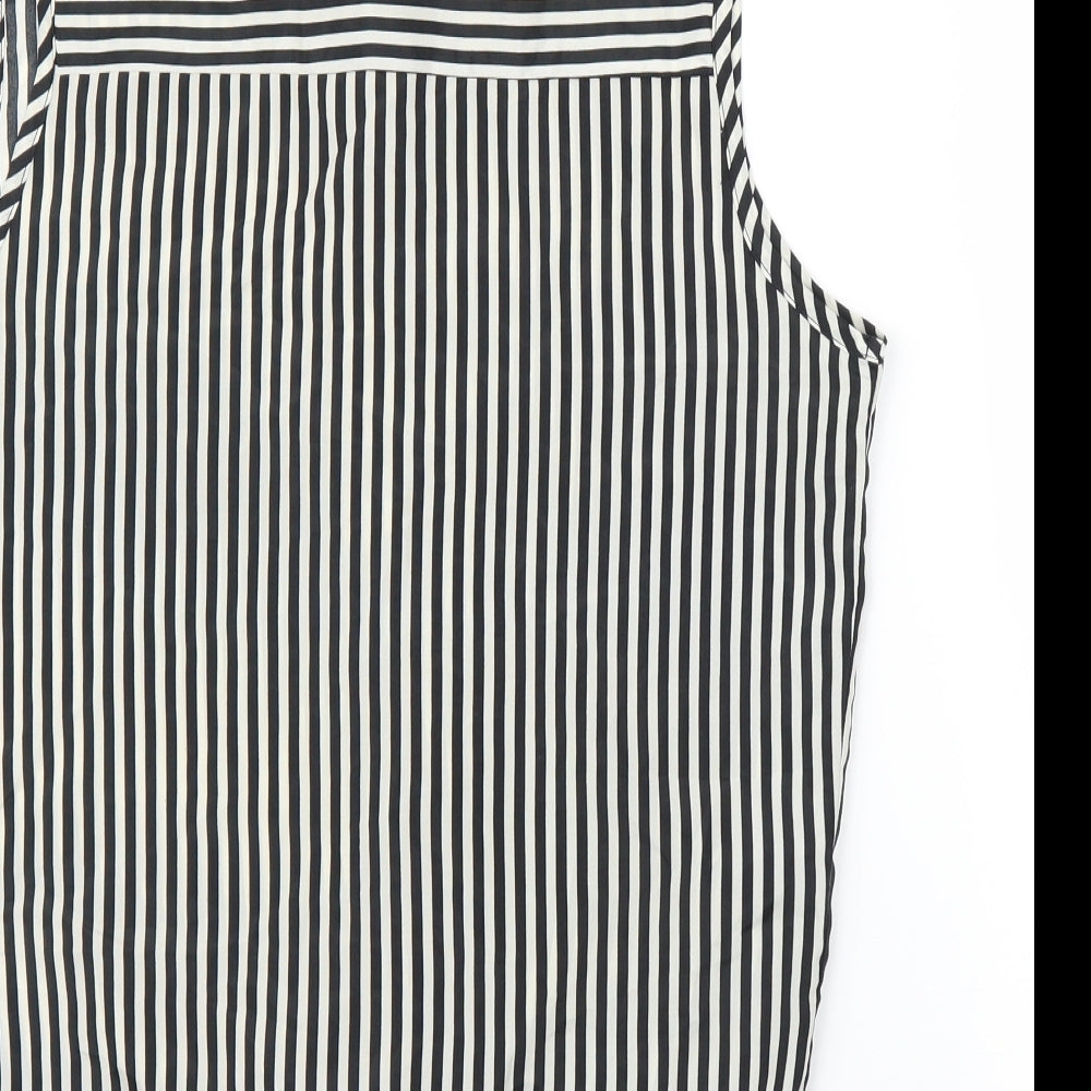 Cameo Rose Womens Black Striped  Basic Button-Up Size 14