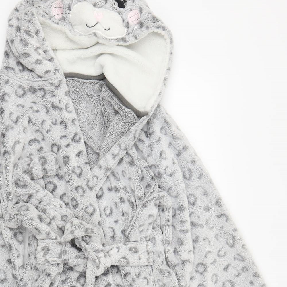 George Girls Grey Animal Print  Capri Robe Size 10-11 Years  - Leopard print