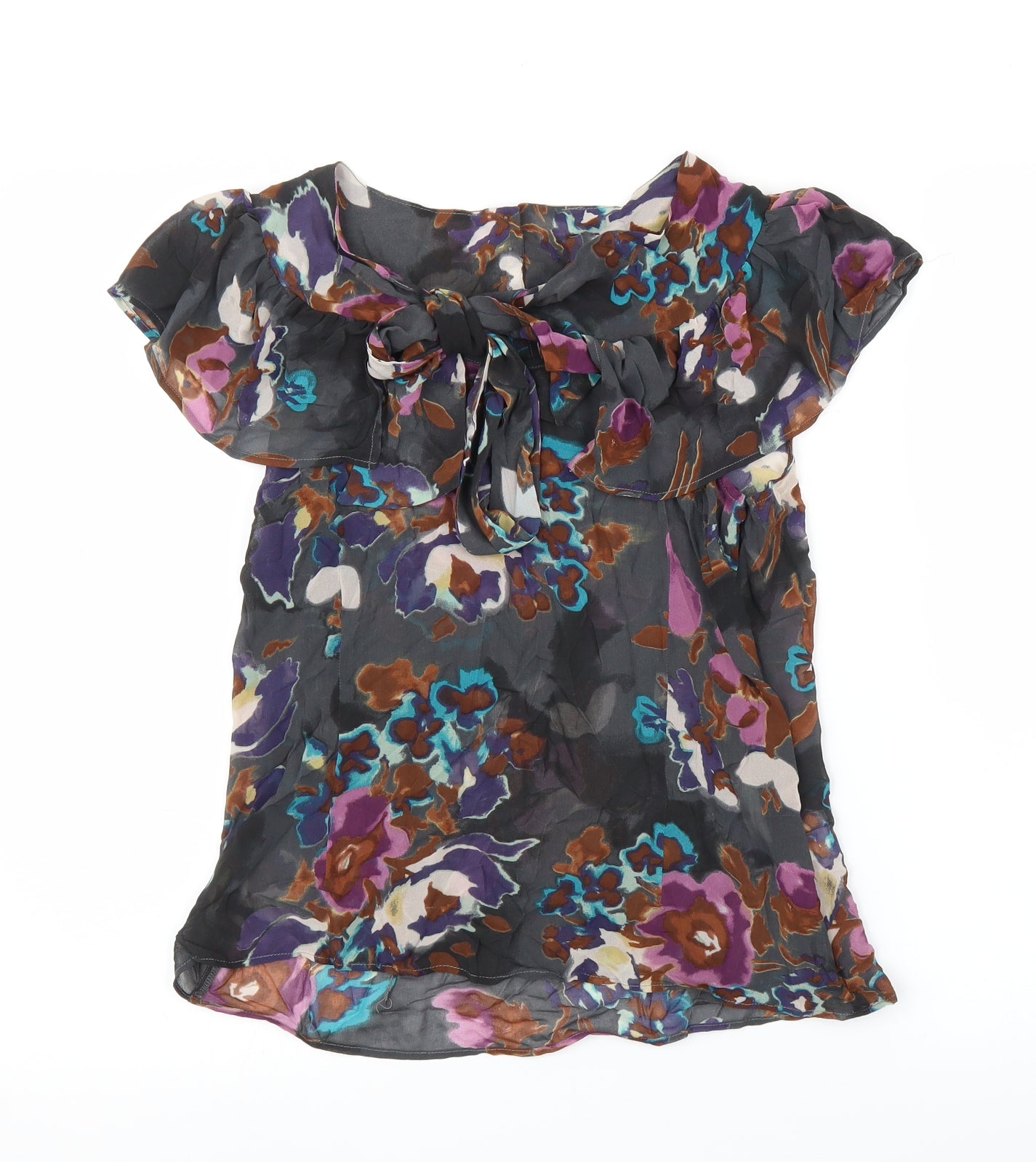 NEXT Womens Grey Floral  Basic Blouse Size 12