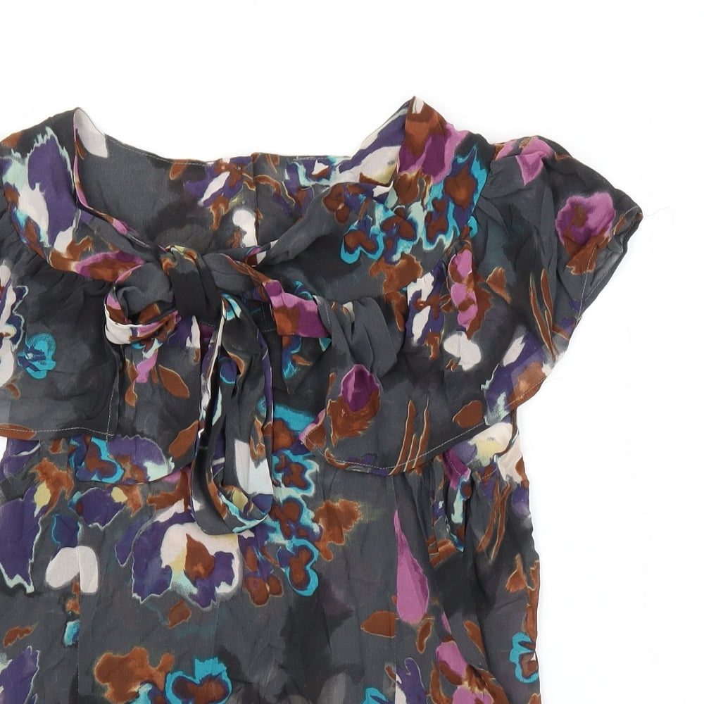 NEXT Womens Grey Floral  Basic Blouse Size 12
