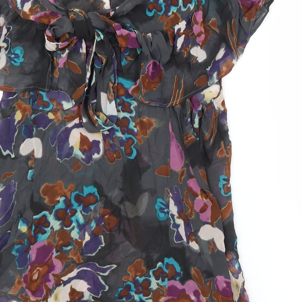 NEXT Womens Grey Floral  Basic Blouse Size 12
