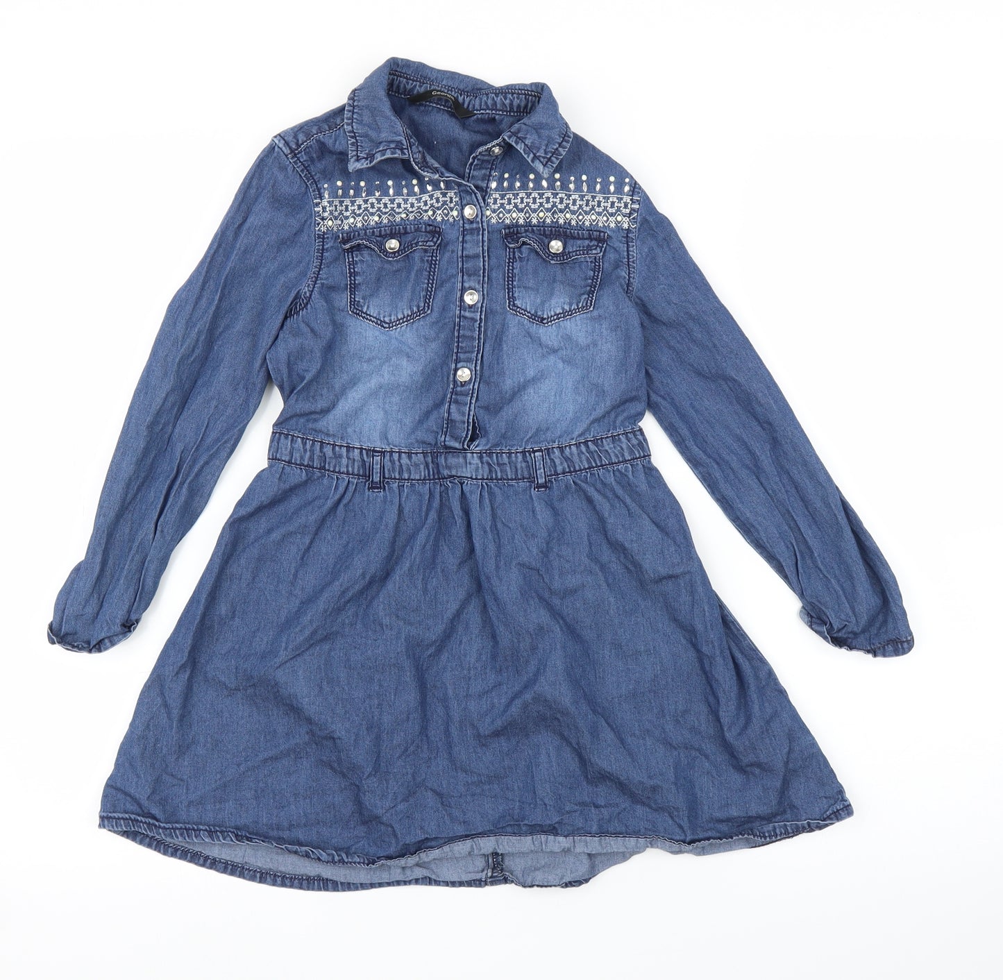 George Girls Blue  Denim A-Line  Size 7-8 Years