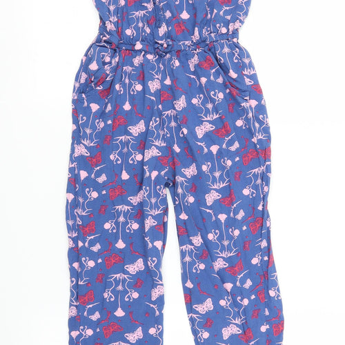 Lily & Dan  Girls Blue Floral  Jumpsuit One-Piece Size 8-9 Years