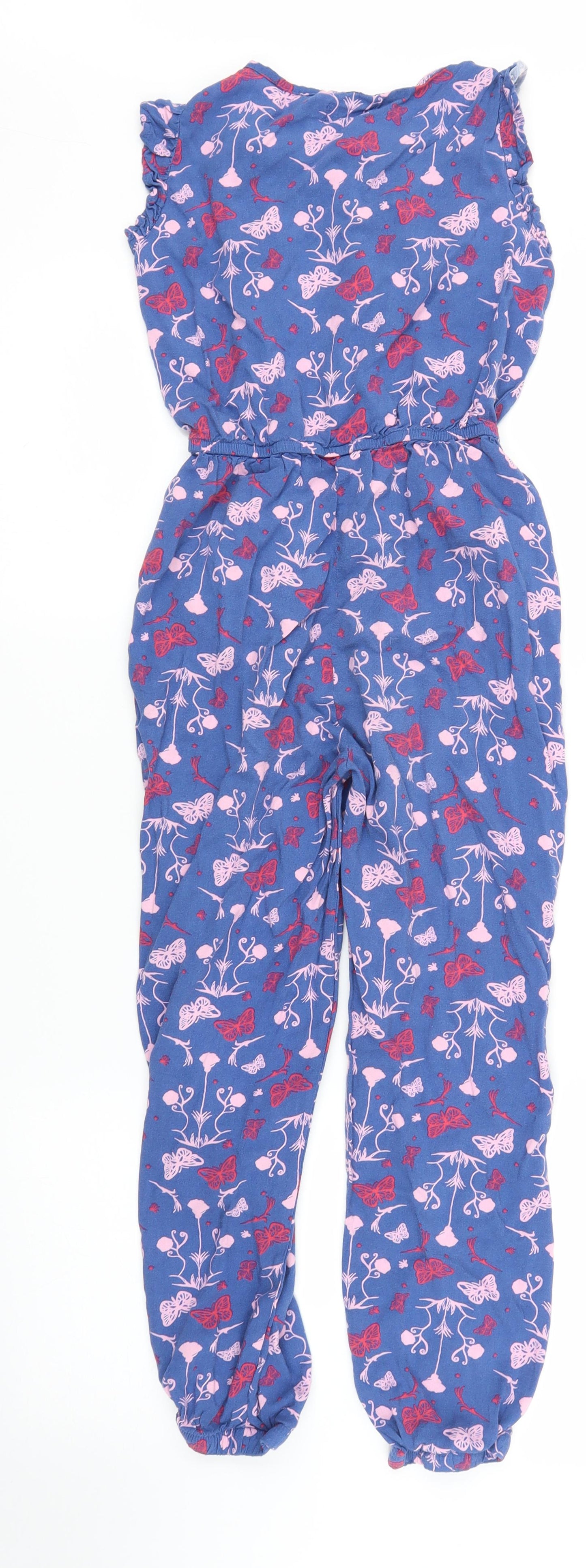 Lily & Dan  Girls Blue Floral  Jumpsuit One-Piece Size 8-9 Years
