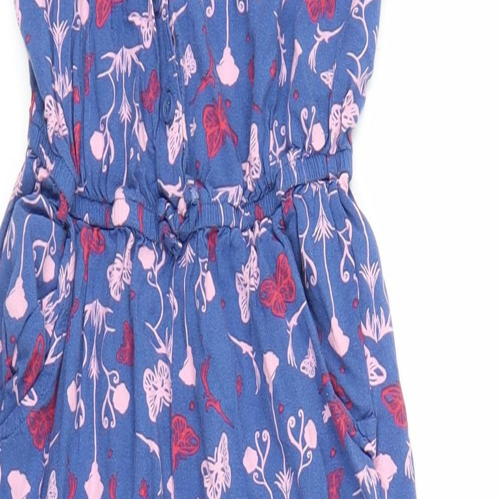 Lily & Dan  Girls Blue Floral  Jumpsuit One-Piece Size 8-9 Years