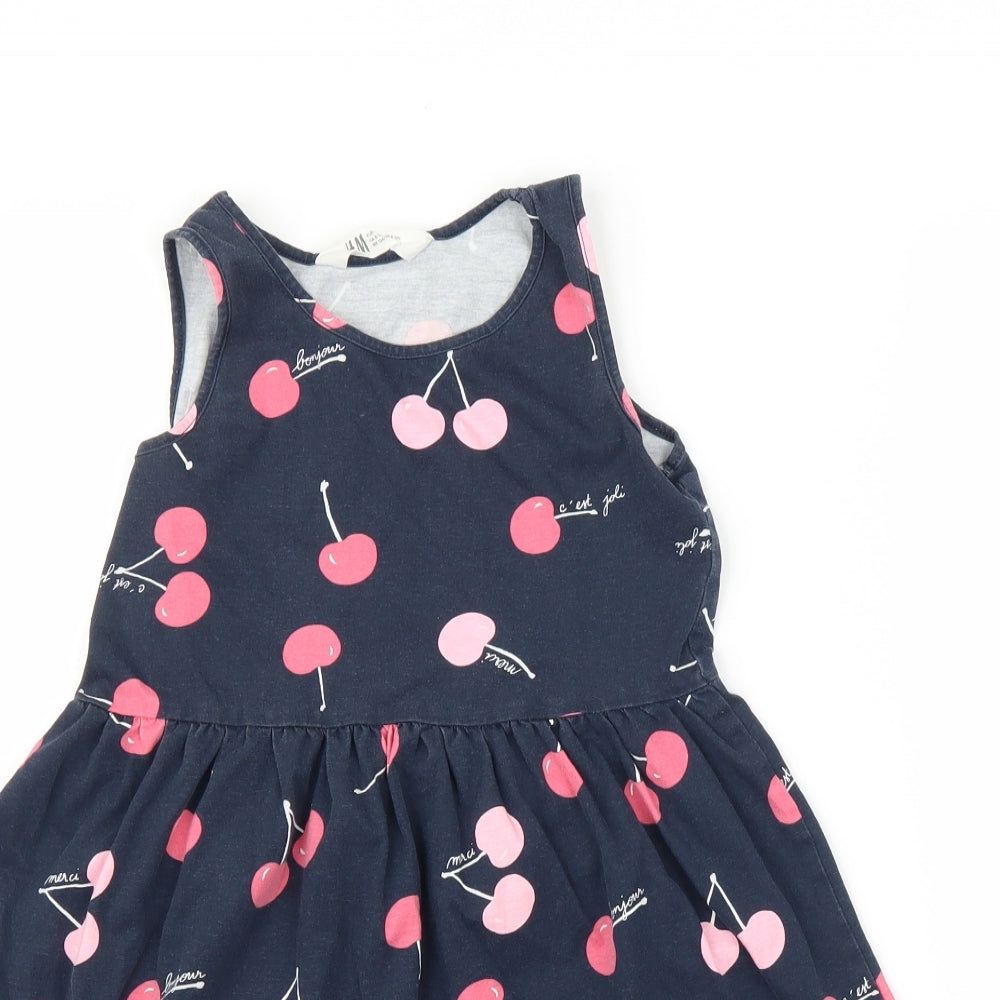 H&M Girls Blue   A-Line  Size 9 Years  - Cherries
