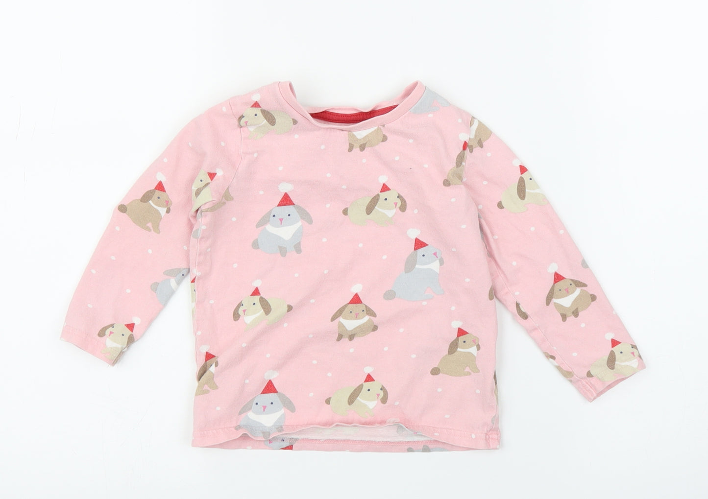 M&S Girls Pink   Pullover Jumper Size 2-3 Years  - Christmas