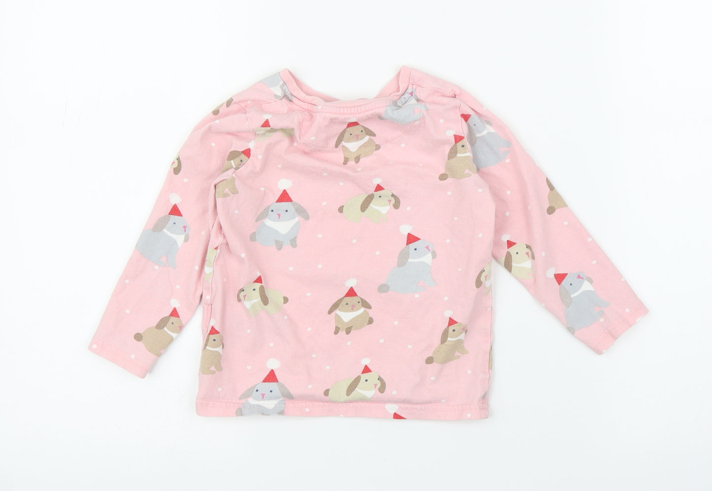 M&S Girls Pink   Pullover Jumper Size 2-3 Years  - Christmas