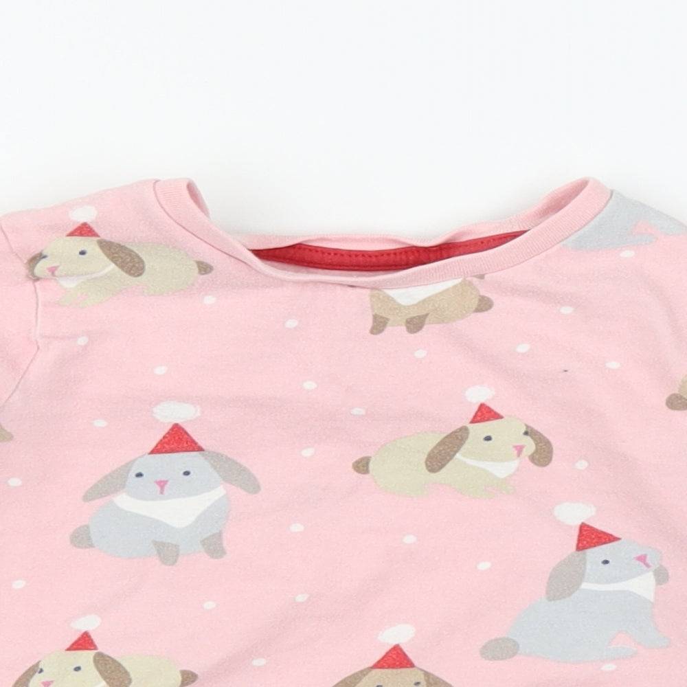 M&S Girls Pink   Pullover Jumper Size 2-3 Years  - Christmas