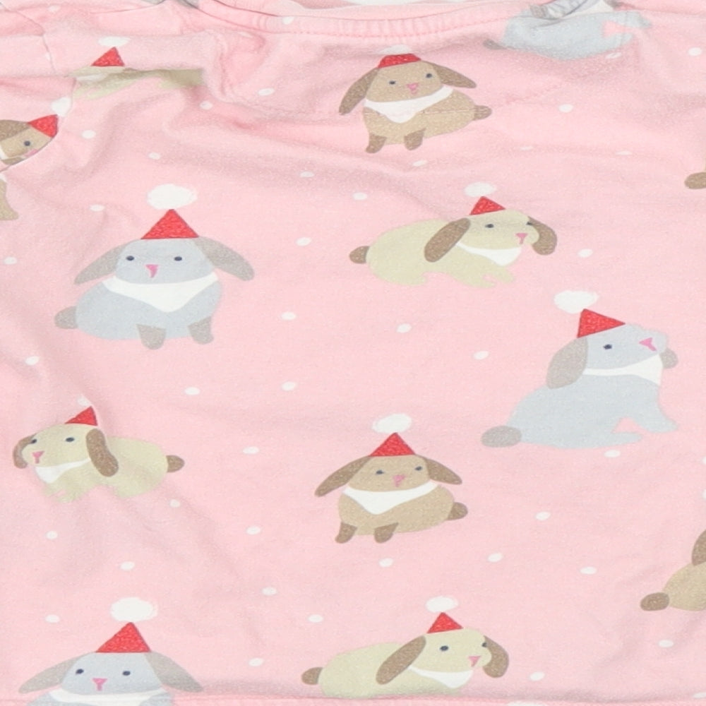 M&S Girls Pink   Pullover Jumper Size 2-3 Years  - Christmas