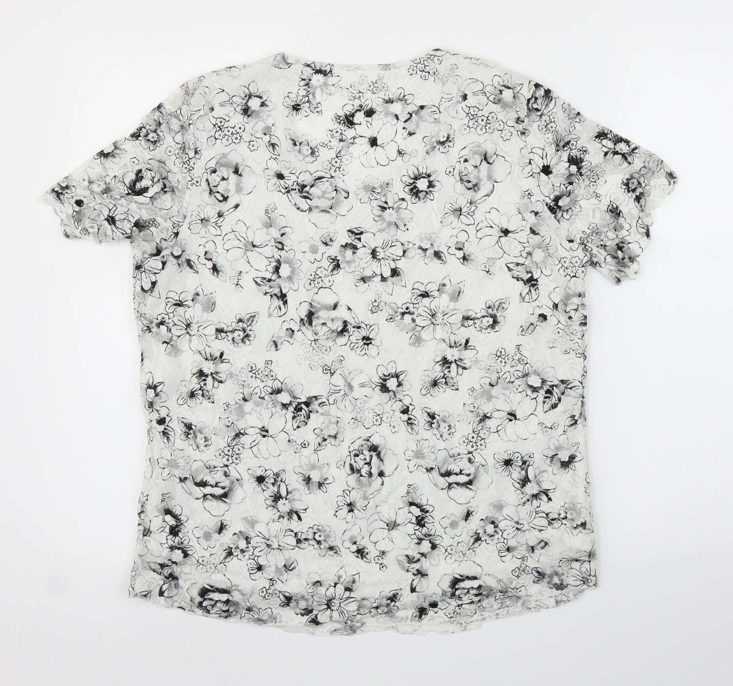 BM Womens White Floral  Basic Blouse Size M