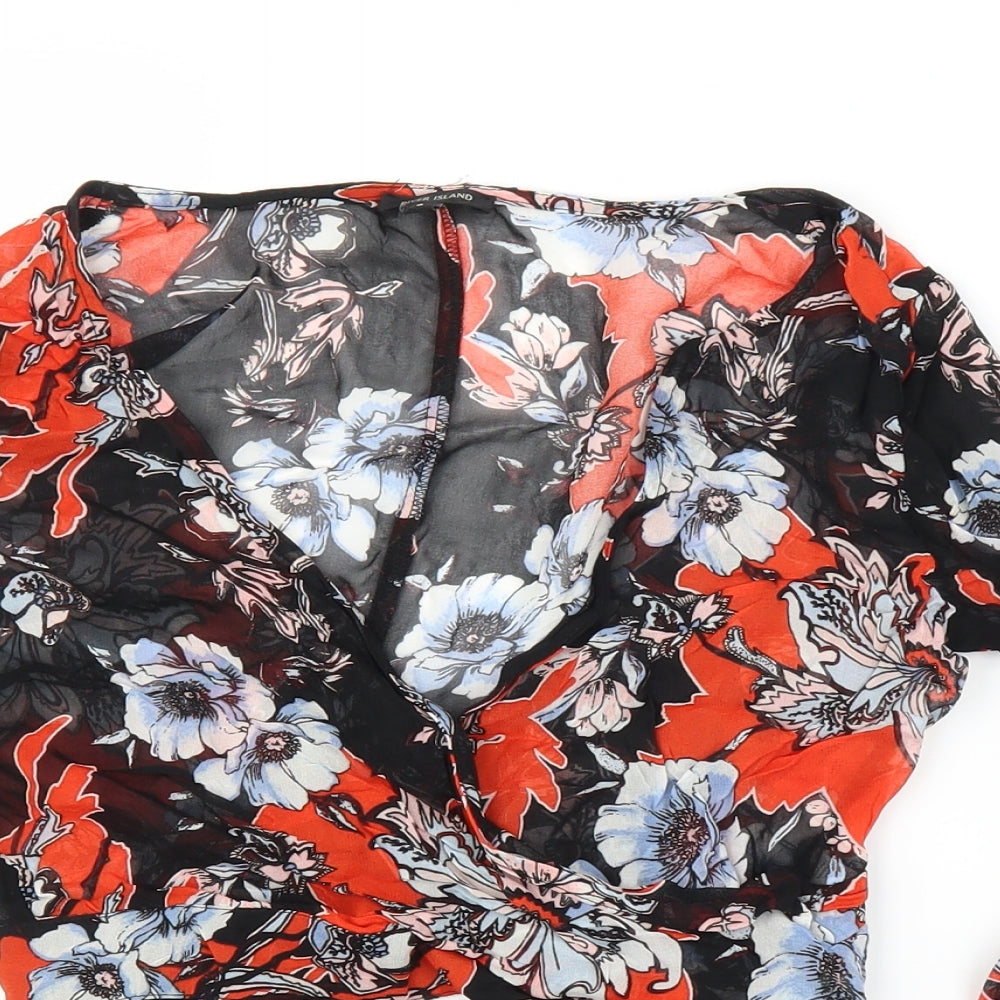 River Island Womens Red Floral  Basic Blouse Size 6