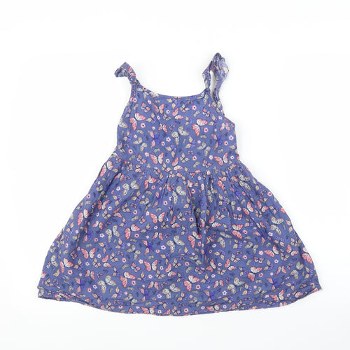 Primark Girls Blue Floral  A-Line  Size 7-8 Years  - Butterfly
