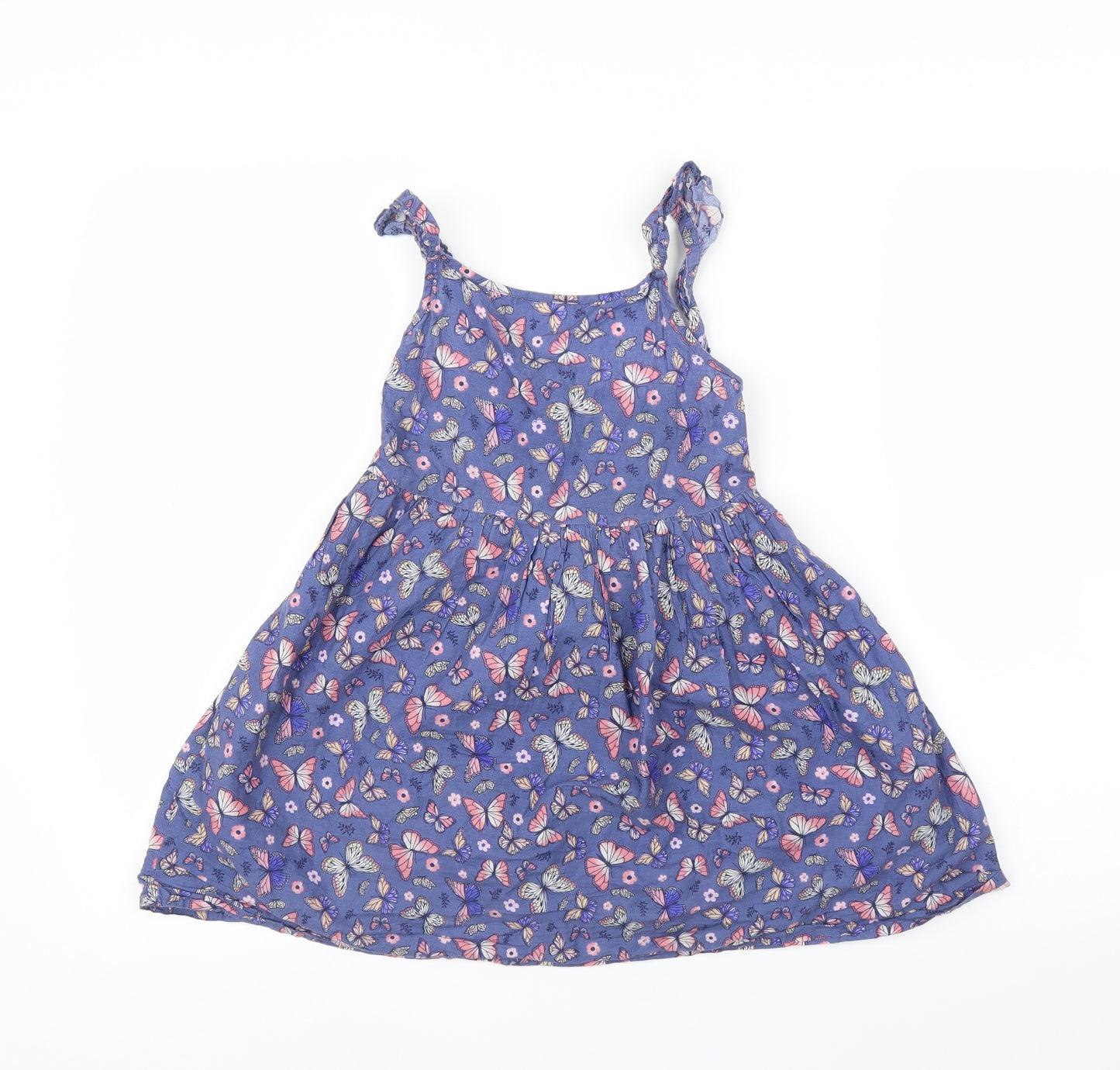 Primark Girls Blue Floral  A-Line  Size 7-8 Years  - Butterfly