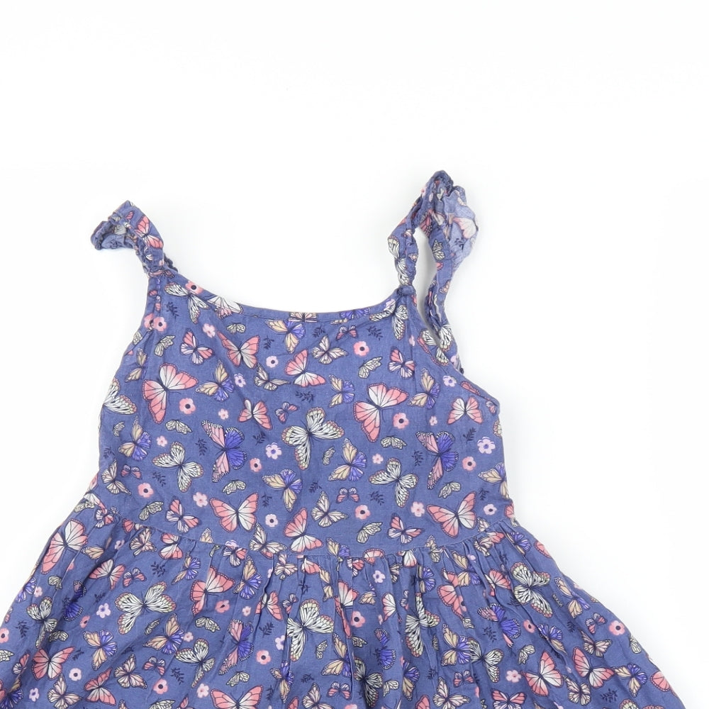 Primark Girls Blue Floral  A-Line  Size 7-8 Years  - Butterfly