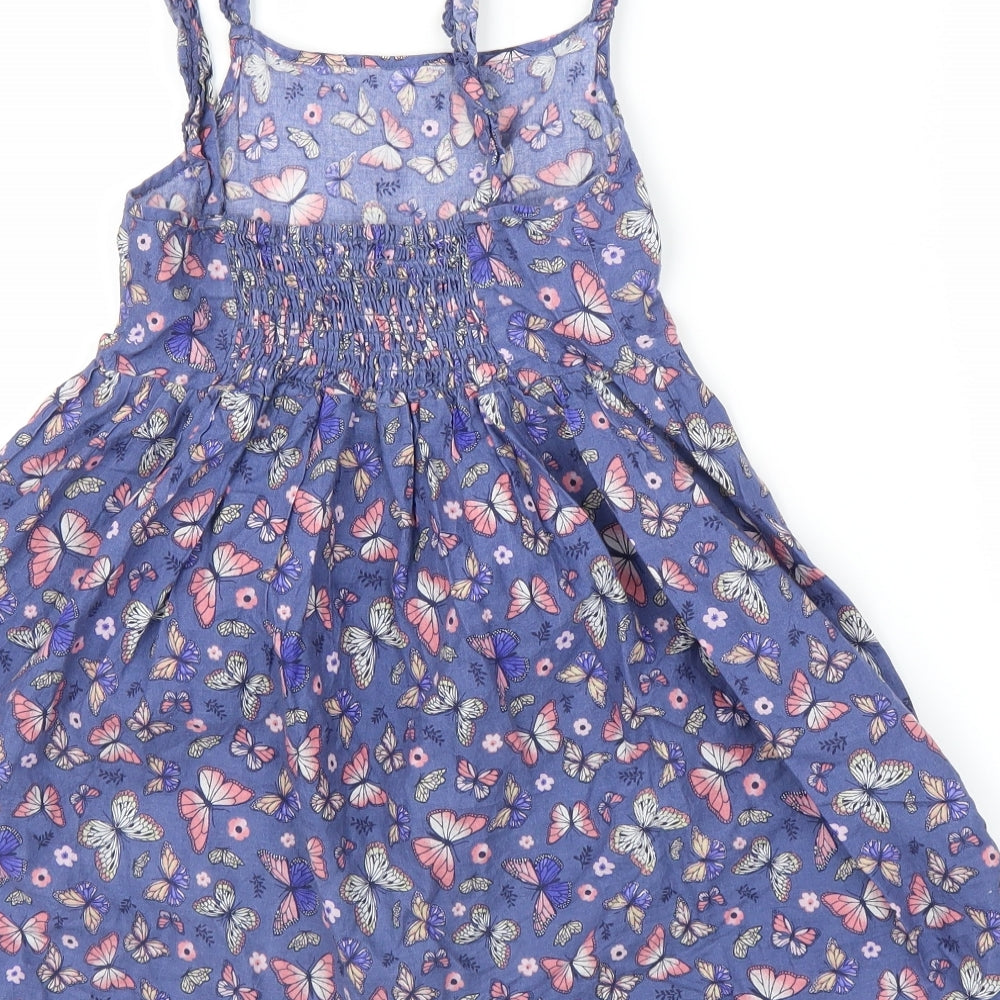 Primark Girls Blue Floral  A-Line  Size 7-8 Years  - Butterfly