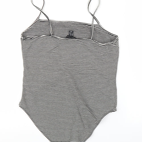 New Look Womens Black Striped  Leotard One-Piece Size 16