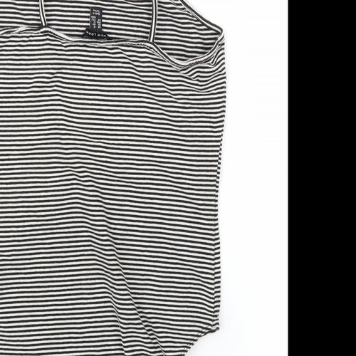 New Look Womens Black Striped  Leotard One-Piece Size 16