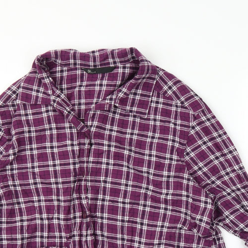BHS Womens Purple Plaid  Basic Button-Up Size 12