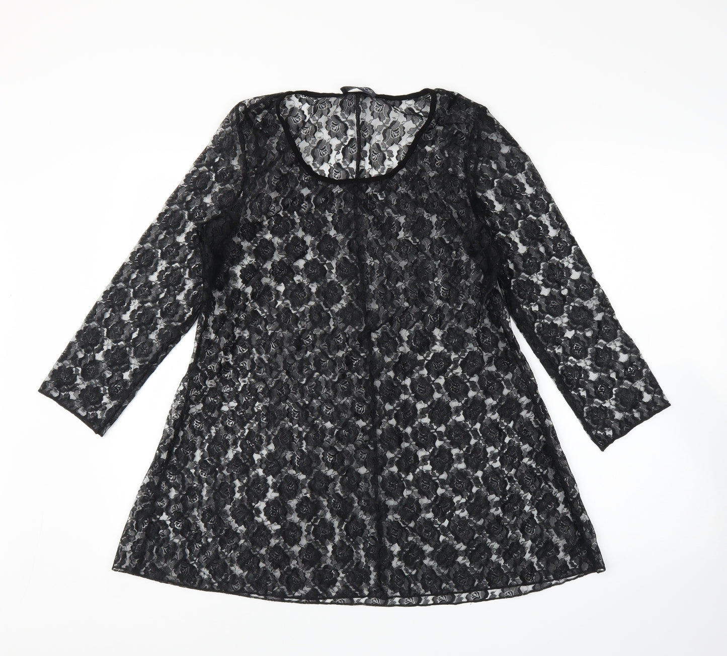 Saloos Womens Black Floral  Tunic Blouse Size M