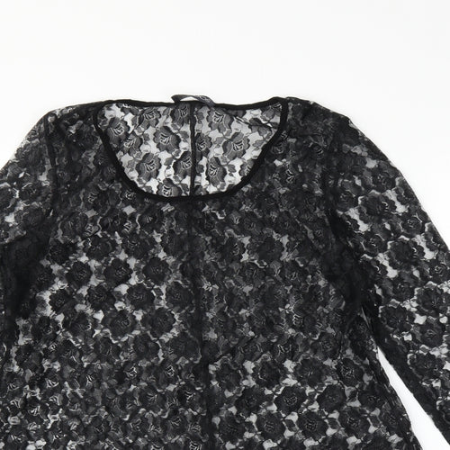 Saloos Womens Black Floral  Tunic Blouse Size M