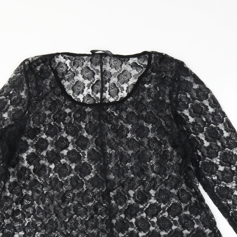 Saloos Womens Black Floral  Tunic Blouse Size M