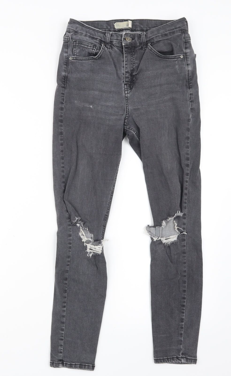 Topshop Womens Grey  Denim Straight Jeans Size 26 in L25 in