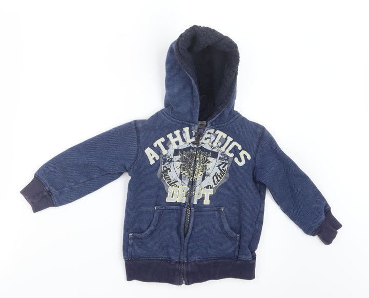 Pumpkin Patch Boys Blue Striped  Full Zip Hoodie Size 3 Years